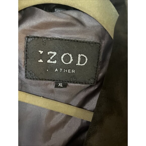 VTG Izod Leather Bomber Jacket Mens XL Dark Brown Lined interior pockets Zip - Picture 3 of 15